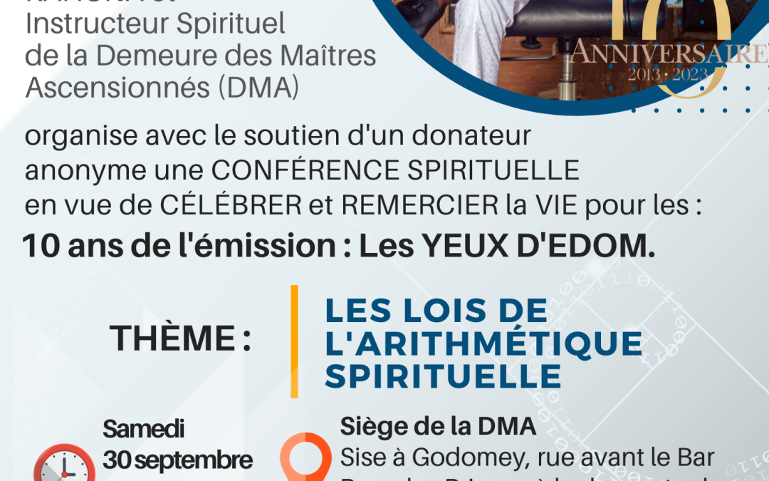 Conférence Spirituelle pour célébrer les 10 ans des Yeux d’Edom